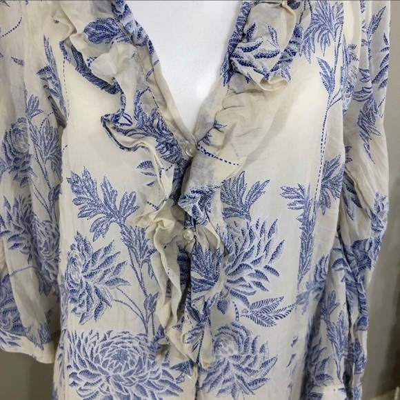 ZARA‎ Floral Button Down Ruffled Tunic - Picture 5 of 7